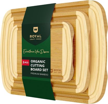 Rectangular bamboe hout snijplank set met keuken accessoires