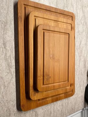 Rectangular bamboe hout snijplank set met keuken accessoires