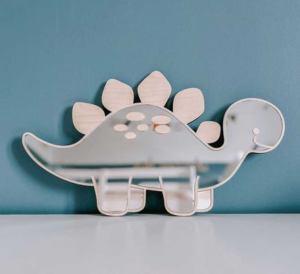 Gepersonaliseerd logo houten dinosaurusvormige raam spiegel met houten frame en houten