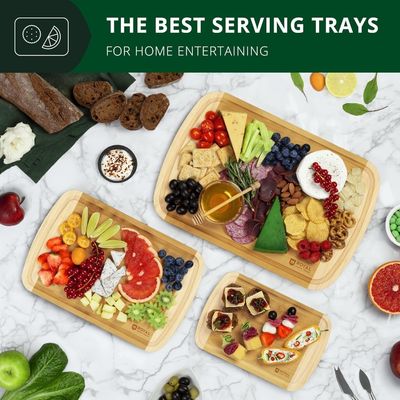 Rectangular bamboe hout snijplank set met keuken accessoires