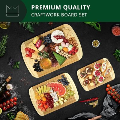 Rectangular bamboe hout snijplank set met keuken accessoires