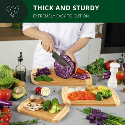 Rectangular bamboe hout snijplank set met keuken accessoires