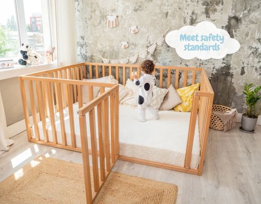 OEM Eco-vriendelijk houten bed met extra bescherming Kinderbed Kleuterspeelbed Massief houten bed