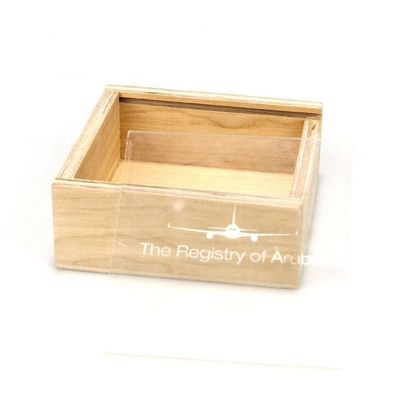 Gepersonaliseerd logo-branding Acceptabele houten opslagdoos met schuifdeksel 10x10x3.8cm