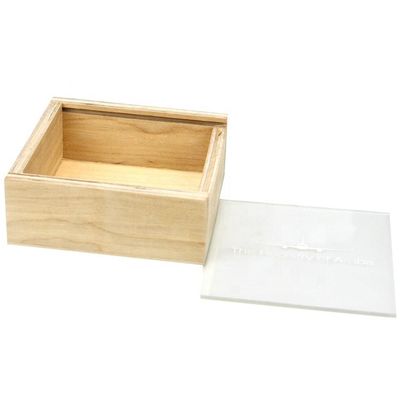 Gepersonaliseerd logo-branding Acceptabele houten opslagdoos met schuifdeksel 10x10x3.8cm