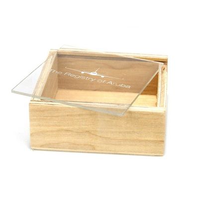 Gepersonaliseerd logo-branding Acceptabele houten opslagdoos met schuifdeksel 10x10x3.8cm