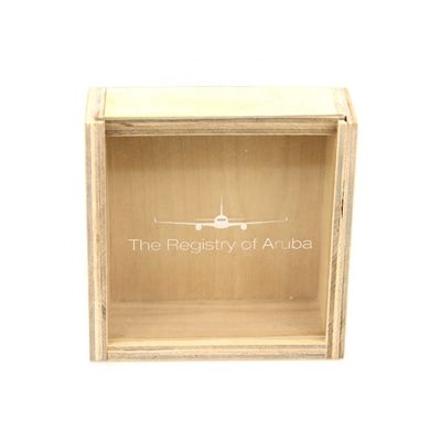 Gepersonaliseerd logo-branding Acceptabele houten opslagdoos met schuifdeksel 10x10x3.8cm