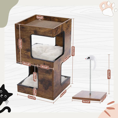 Op maat gemaakte vorm Cat Klim Scratcher speelgoedboom Moderne houten huisdieren cadeautjes voor Cat House