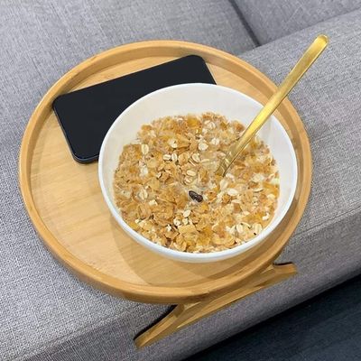 Custom Natural Bamboo Sofa Side Table Opvouwbare Armrest Clip-On Couch Tray voor OEM ODM
