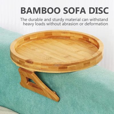 Custom Natural Bamboo Sofa Side Table Opvouwbare Armrest Clip-On Couch Tray voor OEM ODM