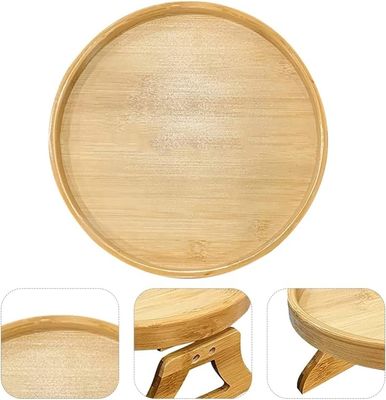Custom Natural Bamboo Sofa Side Table Opvouwbare Armrest Clip-On Couch Tray voor OEM ODM