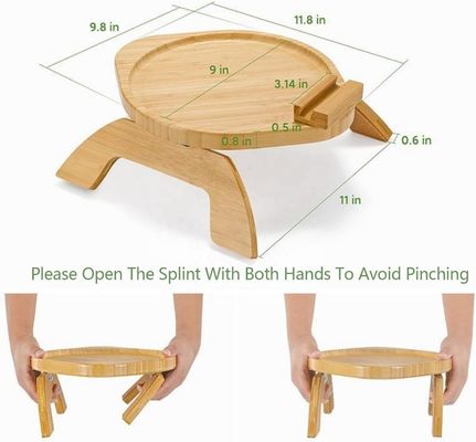 Custom Natural Bamboo Sofa Side Table Opvouwbare Armrest Clip-On Couch Tray voor OEM ODM