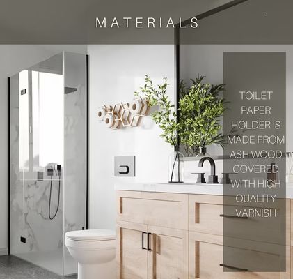 Houten wc-rollenrek met wandmontage weefselopslagplank in honingraatontwerp