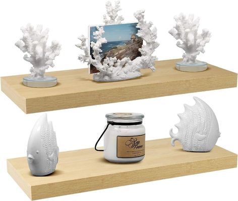 60.96cm x 22.86cm Maple Floating Wall Shelves Set van 2 voor het vasthouden van keukenapparatuur