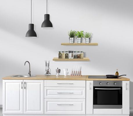 60.96cm x 22.86cm Maple Floating Wall Shelves Set van 2 voor het vasthouden van keukenapparatuur
