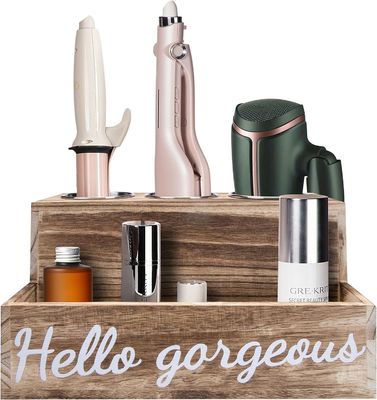 Hou uw badkamer gemakkelijk opgeruimd met deze houten haardroger en -regelaar