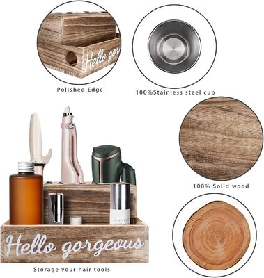 Hou uw badkamer gemakkelijk opgeruimd met deze houten haardroger en -regelaar