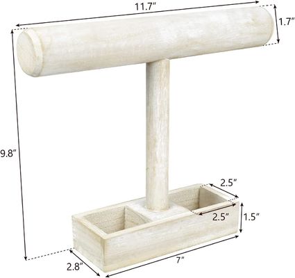 Woonkamer Custom Houten T-Bar Juwelen Display Stand met 2-compartiment opslagbak
