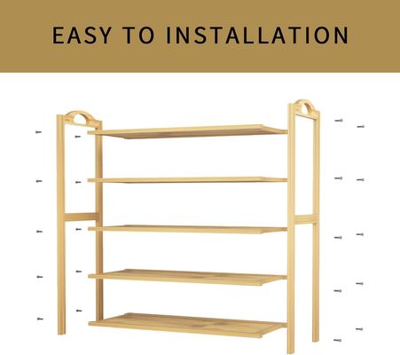 Houten 5-laagse natuurlijke bamboe schoenenrek Stapelbare opslagplank voor multifunctionele OEM