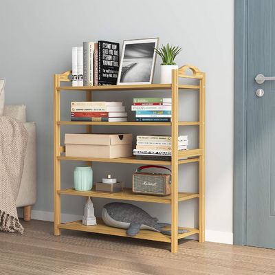 Houten 5-laagse natuurlijke bamboe schoenenrek Stapelbare opslagplank voor multifunctionele OEM