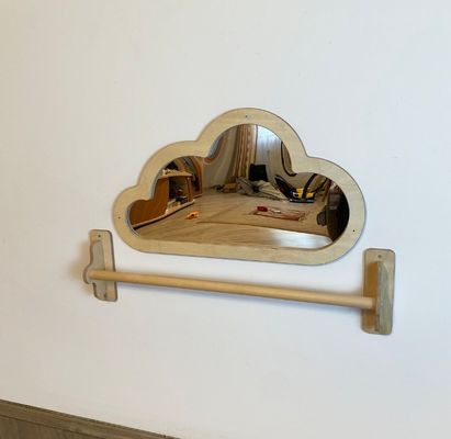 Montessori spiegel trek op houten bar en baby vloer spiegel voor ruimte optimalisatie