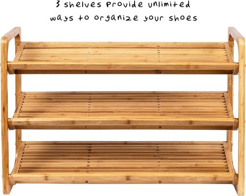 3-laag bamboe schoenenrek voor woonkamer vrijstaande vloer type installatie