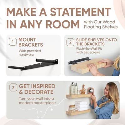 Set van 2 rustieke boerderij houten drijvende planken 16 x 6,5 x 1,75 inch Modern Design