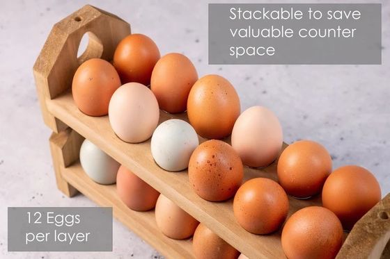 Houten eierenbak handgemaakte bamboe of aangepaste houten eierenhouder voor de keuken van de boerderij