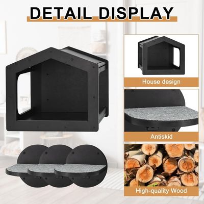 Grote hoeveelheid muur gemonteerde kattentrappen klimplank met 3 grote trappen en krassen