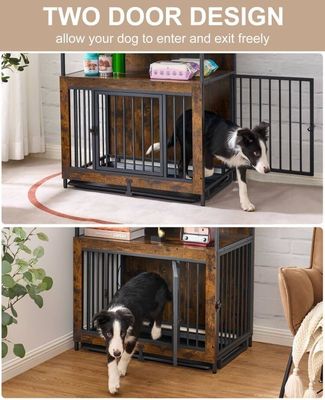 Houten hondenkooi 202406 met dubbele deuren