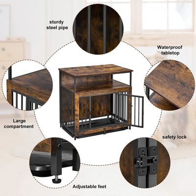 Houten hondenkooi 202406 met dubbele deuren