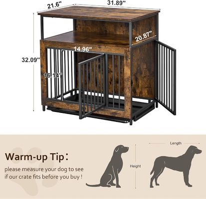 Houten hondenkooi 202406 met dubbele deuren