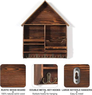 Gemakkelijk te installeren Decoratieve houten sleutelhanger met 5 dubbele haakjes aangepast logo