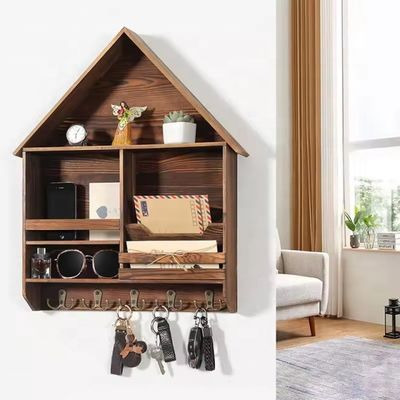 Gemakkelijk te installeren Decoratieve houten sleutelhanger met 5 dubbele haakjes aangepast logo