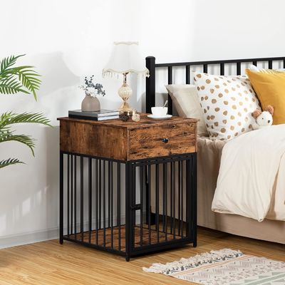 Indoor Pet Crate Eindtafel Decoratieve hondenhok met lade en aangepaste vorm in het wit