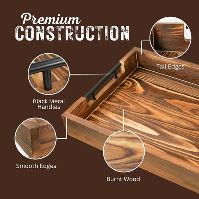 Houten serveertas met metalen handgrepen voor woonkamer slaapkamer ingang Keuken decor