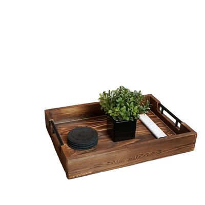 Houten serveertas met metalen handgrepen voor woonkamer slaapkamer ingang Keuken decor