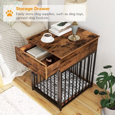 Indoor Pet Crate Eindtafel Decoratieve hondenhok met lade en aangepaste vorm in het wit