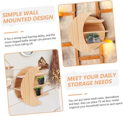 Bespaar ruimte met houten maanwandmontage Drijvende planken Duurzame opslagoplossing