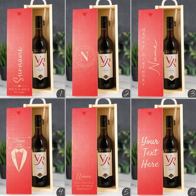 Op maat gemaakte bestelling geaccepteerd met laser gegraveerde houten wijndoos met acryl inzet en schuifdeksel