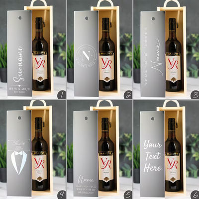 Op maat gemaakte bestelling geaccepteerd met laser gegraveerde houten wijndoos met acryl inzet en schuifdeksel