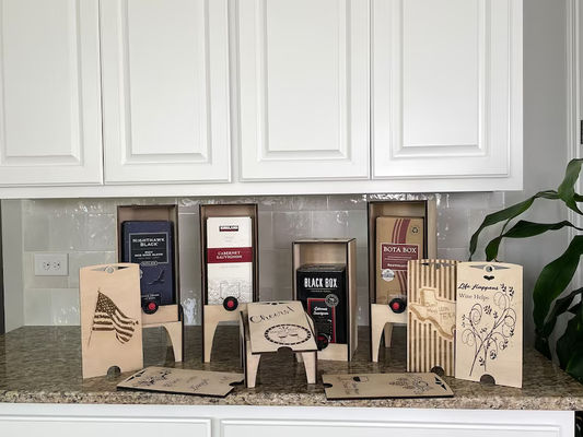 Houten wijndoos display stand voor meerdere maten van dozen handgemaakte wijndoos houder