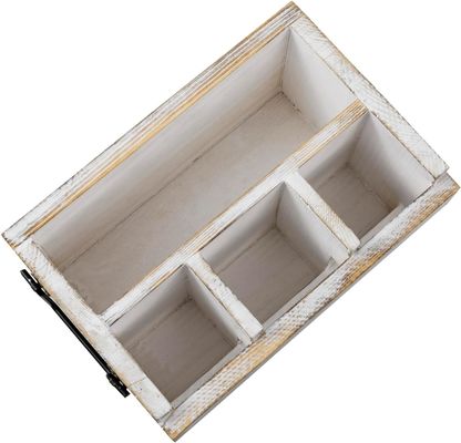 Niet-vouwbare rek voor bedieningsmiddelen en servetten Wit gewassen massief hout Zwarte metalen handgrepen