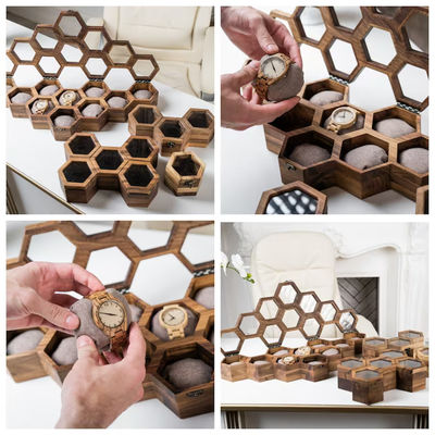 Glijdend deksel milieuvriendelijke houten horlogekist gepersonaliseerde vitrine voor mannen