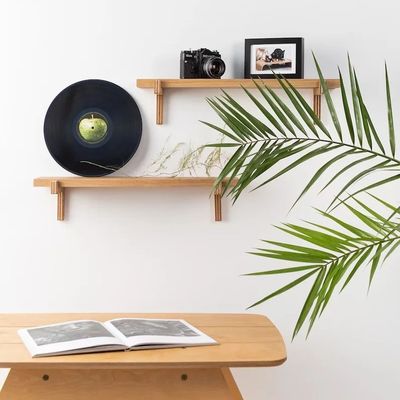 Doppelschijvers Houten kantoordekoratie Drijvende muur 2 planken Eiken minimalistische randplank voor thuis Spacesparen