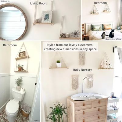 Houten wandenplank Set van 2 drijvende planken voor badkamer organisatie ideeën