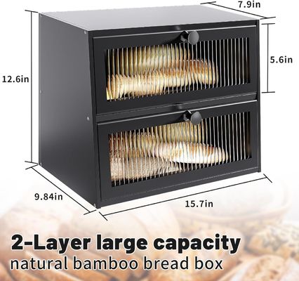 Handgemaakte grote houten boerderij brooddoos met raam van timber hout voor het voordeel