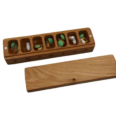 Mini Houten Doos Draagbare Geneesmiddelen Container 7 Dag Pill Case Organisator Natuur Ornament