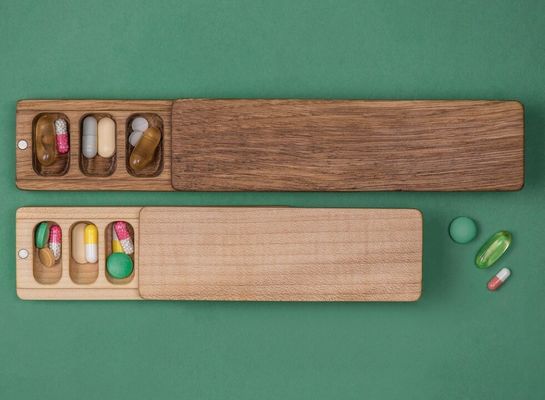 Mini Houten Doos Draagbare Geneesmiddelen Container 7 Dag Pill Case Organisator Natuur Ornament
