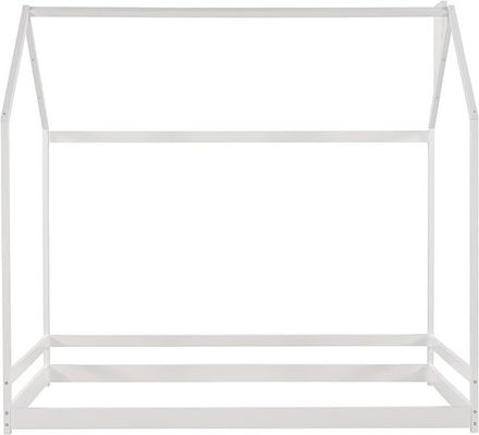 Kinderkamermeubilair Tweelinggrootte vloerbed met houten huisontwerp en luifelframe